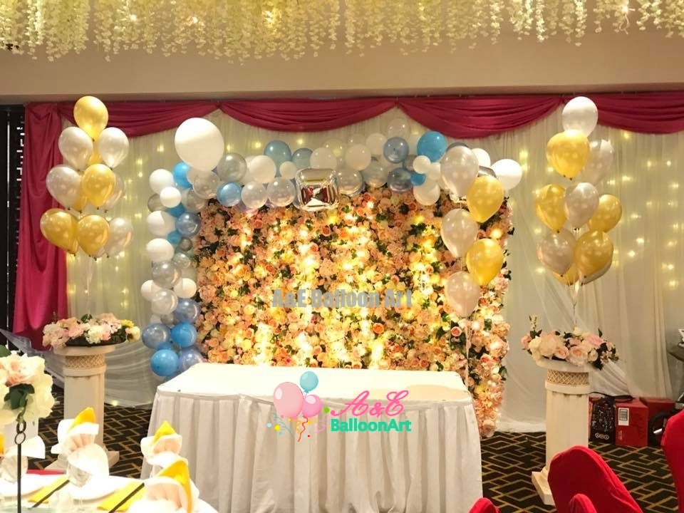Baby Shower With White Blue Silver And Gold Color A E Balloonart