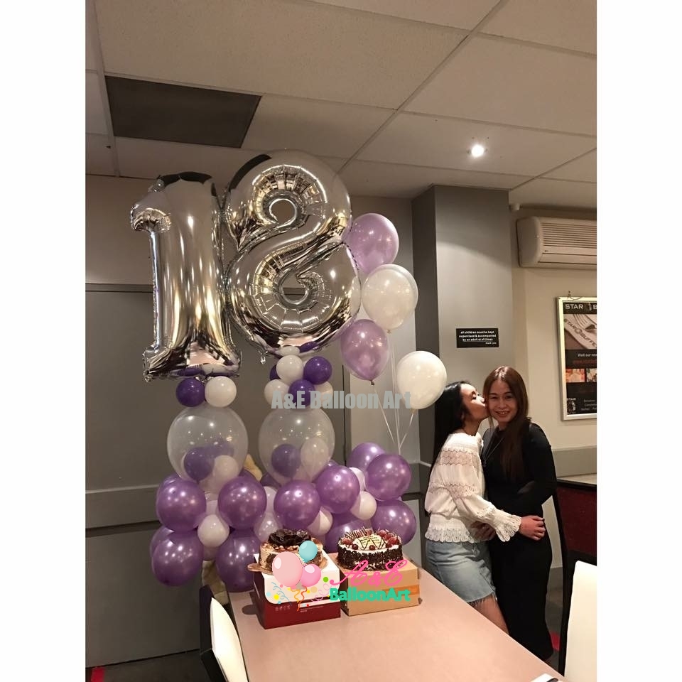 Number 18 Design With Helium Balloons (Design Code: N256) - A&E BalloonArt