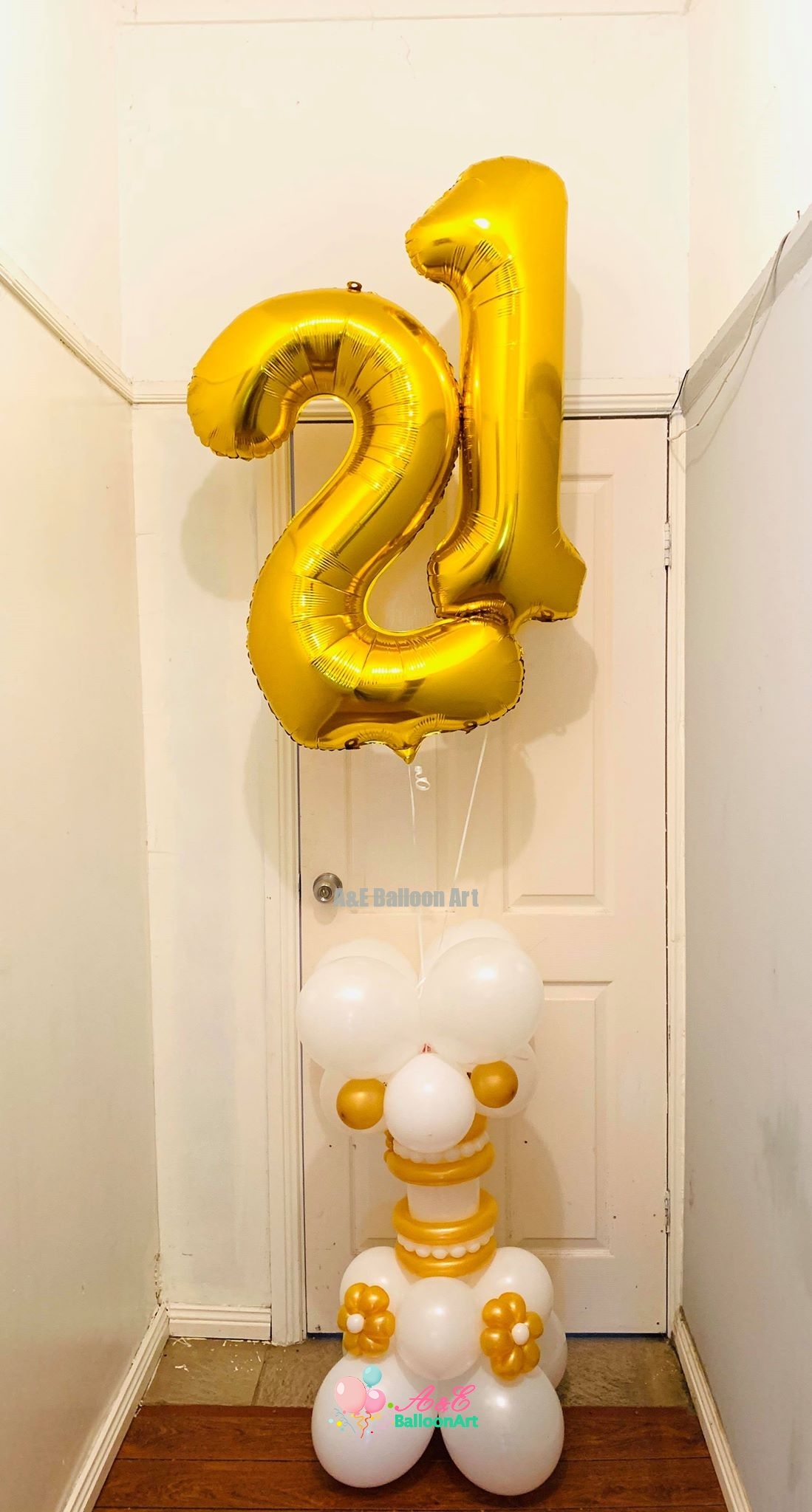 Rainbow Number 21 Number 21 Design With White And Gold Color (Design Code:CB02) - A&E ...