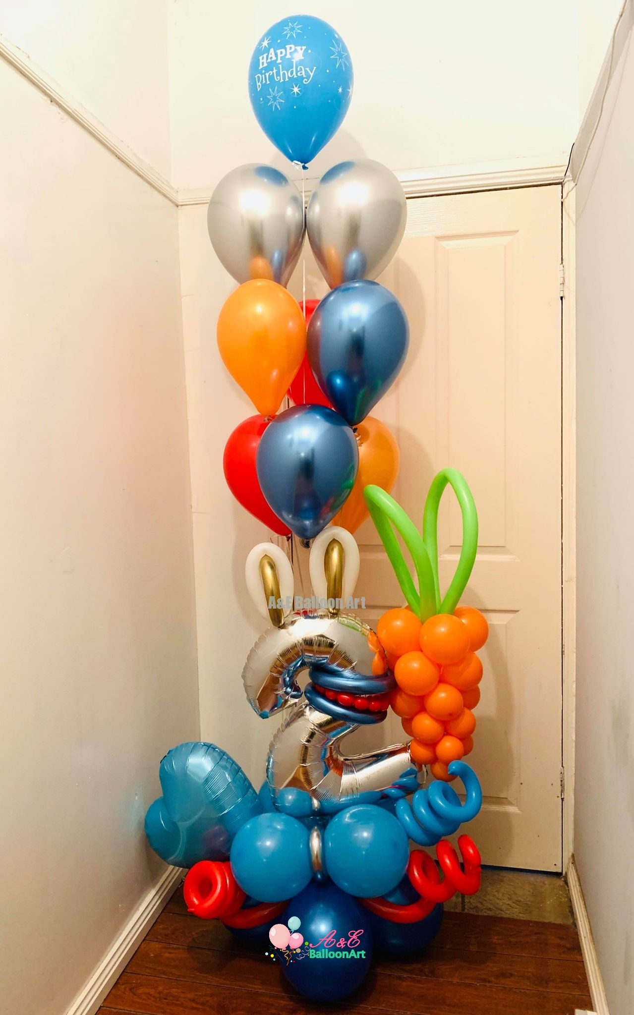 Number 2 Design With Rabbit And Carrot Character (Design Code: AC111 ...