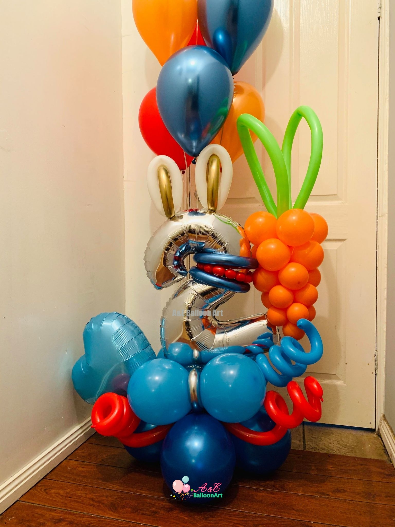 Number 2 Design With Rabbit And Carrot Character (Design Code: AC111 ...