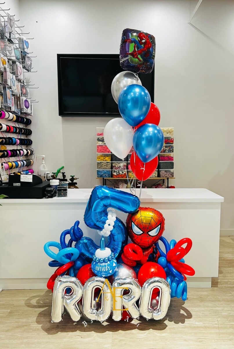 Number 5 Design With Spider Man Character (Design Code: AC22_5) - A&E  BalloonArt