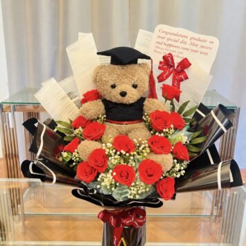 Red Rose Graduation Teddy Bouquet(Product Code:GRAT11_F25)