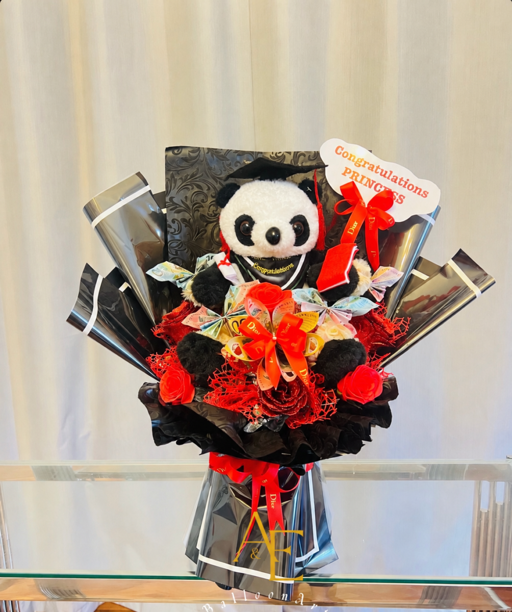Luxury Graduation Teddy Bouquet with Money Flowers(Product Code:GRAT11_E25)