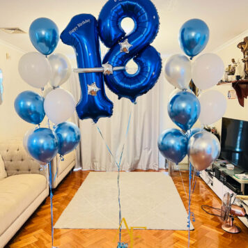 Number 18 With Helium Balloons (Design Code : N18_0426)