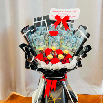 Graduation Money Bouquet – Black & Red Edition(Code:MB06_26)