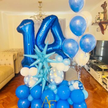 Number 14 Luxury Blue Number Balloon Display(Design Code: N14_0626)