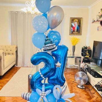Blue Number 21 Balloon Tower (Design Code: N21_0526)