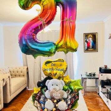 Luxury 21st Birthday Gift Balloon Arrangement(Design Code:N21_C1)