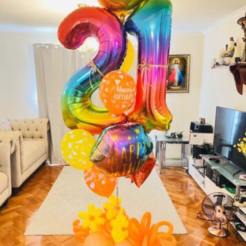 Number 21 Rainbow 21st Birthday Helium Bouquet(Design Code: N21_0826)