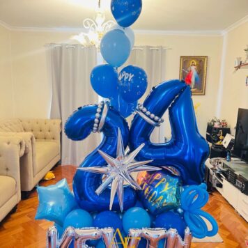 Blue Number 24 Balloon Display (Design Code: N24_0526)