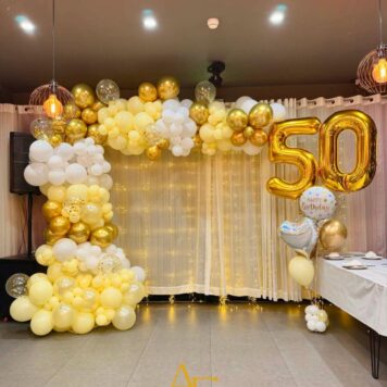 Gold & White 50th Birthday Garland (Design Code: N50G_0526)
