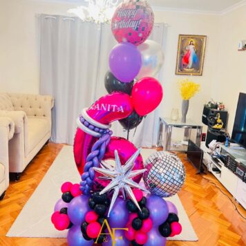 Number 6 K-Pop Birthday Balloon Display (Design Code: N6_0726)