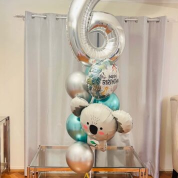 Number 6 Koala Birthday Balloon Bouquet (Design Code: N6_0626)