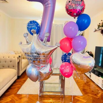 Number 7 Princess Birthday Balloon Bouquet (Design Code: N7_0726)