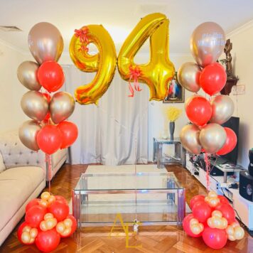 Red & Gold Number 94 Balloon Setup (Design Code: N90_0526)