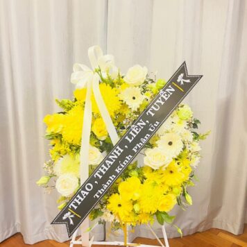 Yellow & White Standing Funeral Wreath(Product Code :SF_0626_4)