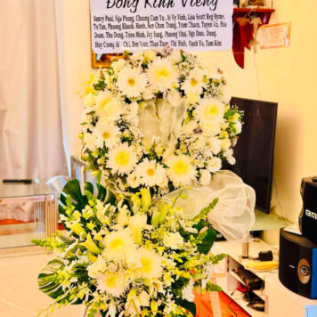 Elegant White Double Funeral Tribute(Design Code: FS_06)