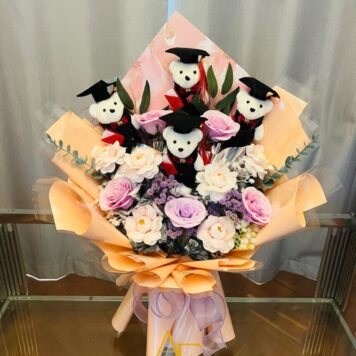 Pastel Graduation Teddy Bouquet(Product Code:GRAT11_K27)