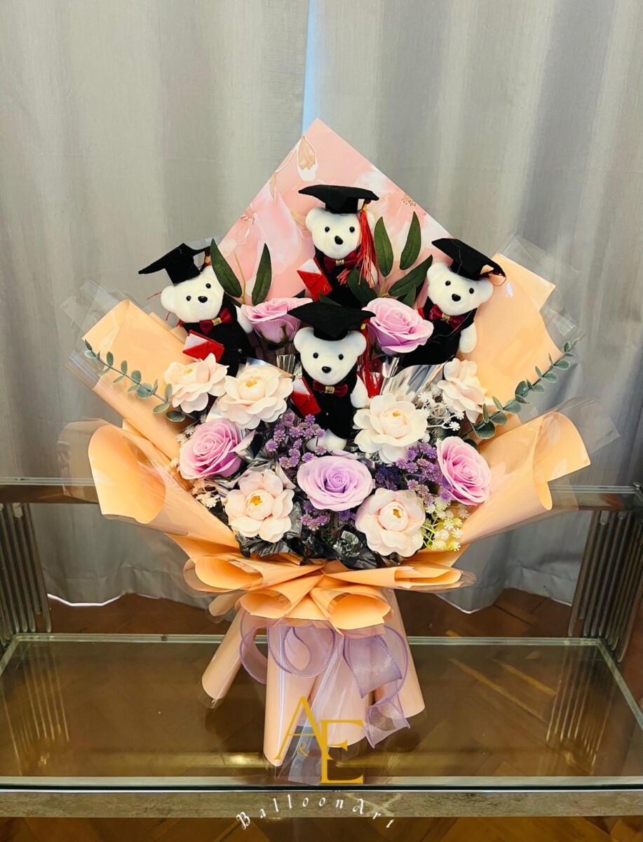 Pastel Graduation Teddy Bouquet(Product Code:GRAT11_K27)