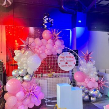 Garland Pink & Silver Starburst Backdrop(Design Code: HB_1026)